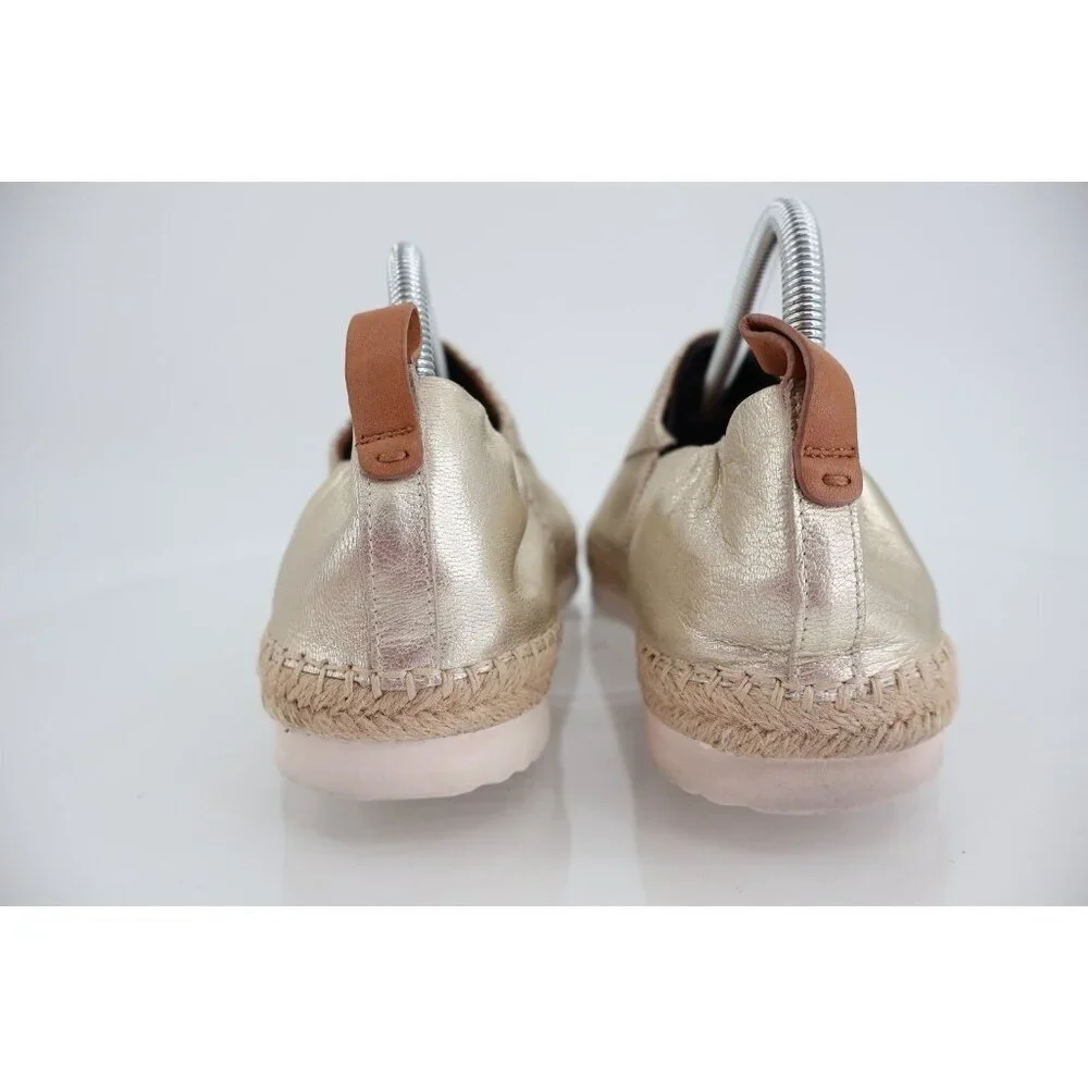 Gentle Souls Women's 10 Lara A-Line Sporty 2 Espadrilles Gold Leather Flats